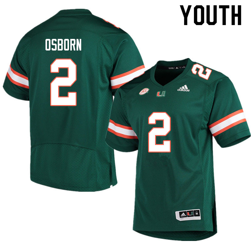 Adidas Miami Hurricanes Youth #2 K.J. Osborn College Football Jerseys Sale-Green